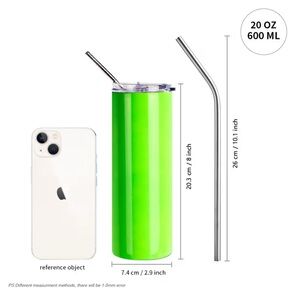 (3) Green Stainless Steel Tumblers with Straws